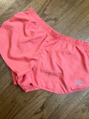 Umbro Coral-Pink Women's Athletic Running Shorts Retro Soccer